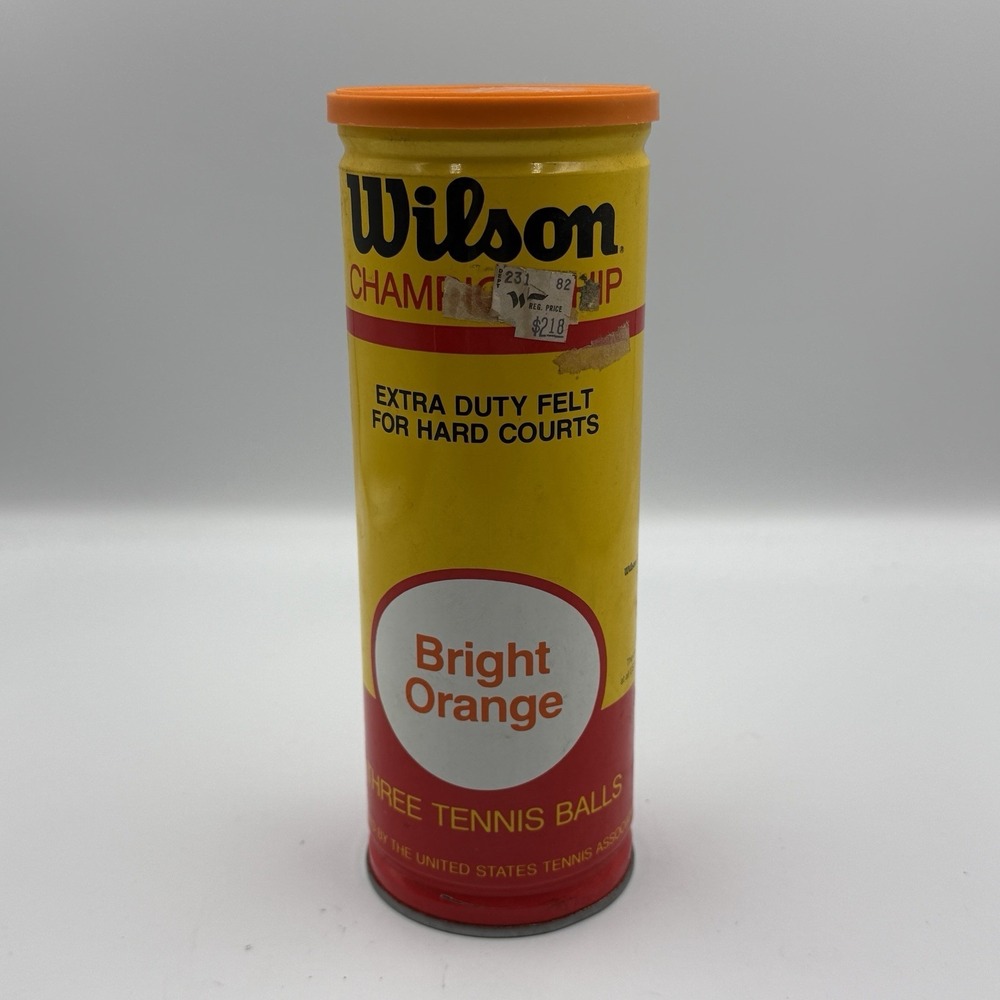 Vintage Wilson Championship Tennis Balls Sealed Can Bright Orange Hard Court USA